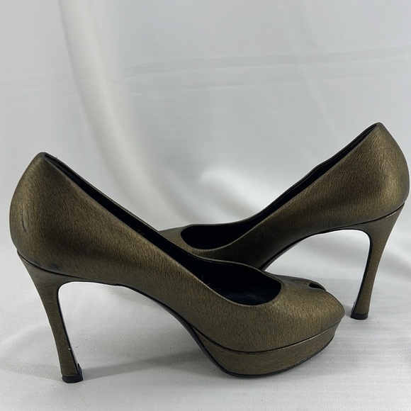 YSL Yves Saint Laurent open toe pumps heels bronze 38 - Picture 14 of 15